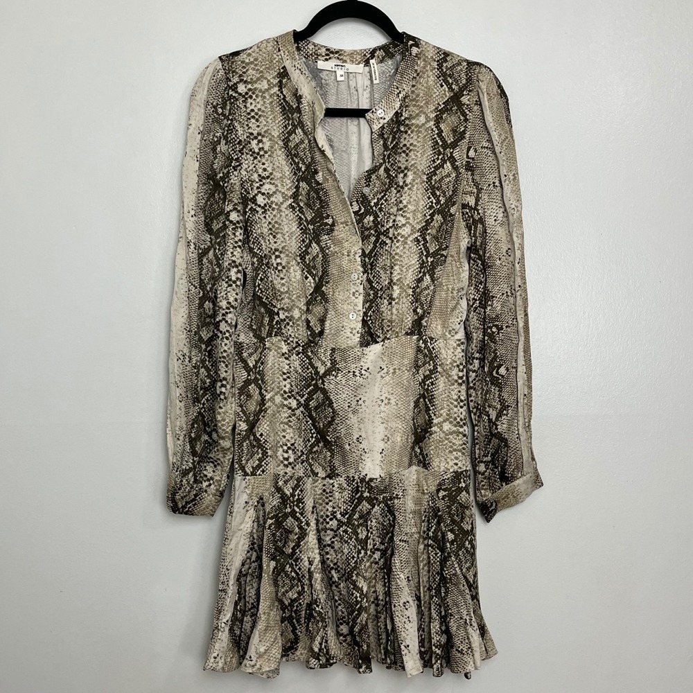 Koton Studio Women Snake Print Long Sleeve Button Up Mini Dress Size EU 38 /‎ M